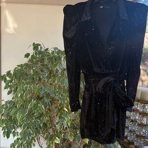 Zara Glittering Black Long Sleeve Dress